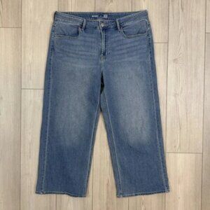Old Navy Women's 14 High-Waisted Wow Crop Wide-Leg Jeans Medium Wash 655904